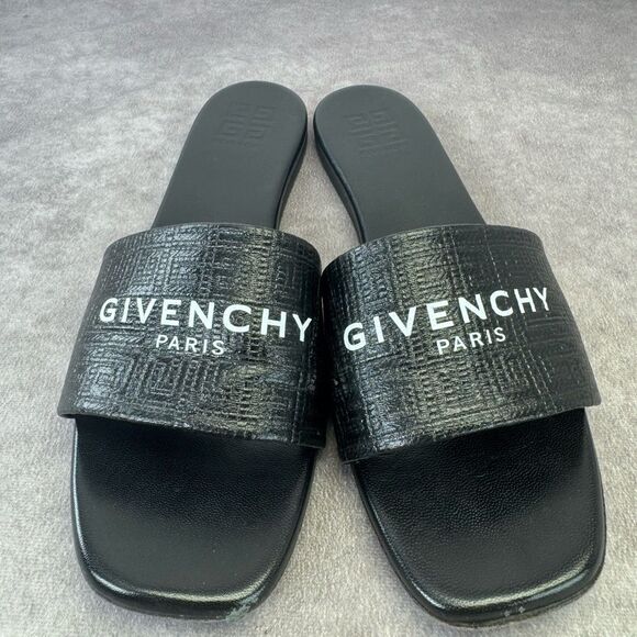 Givenchy 4G Black Embossed Textured Black Slides 41 - Picture 4 of 16